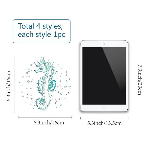 

PandaHall GORGECRAFT 4 Styles 6.3 Inch Sea Horse Window Decals Static Sea Animal Glass Sliding Door Sticker Clings Waterproof Vinyl Film...