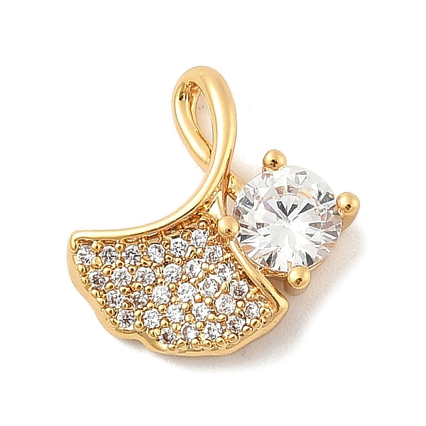 Brass Micro Pave Clear Cubic Zirconia Charms