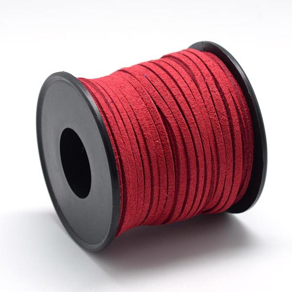 

PandaHall Faux Suede Cords, Faux Suede Lace, FireBrick, 2.7x1.5mm, about 27.34 yards(25m)/roll Faux Suede Red