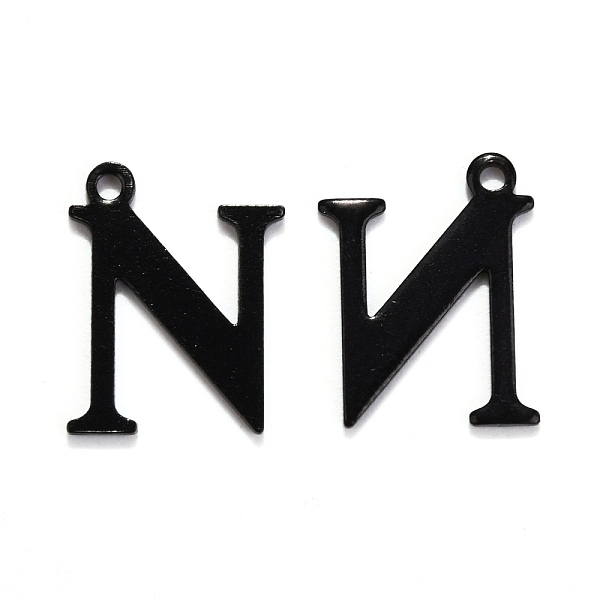 

PandaHall 304 Stainless Steel Alphabet Charms, Electrophoresis Black, Letter.N, 12x9.5x1mm, Hole: 1mm 304 Stainless Steel Letter N