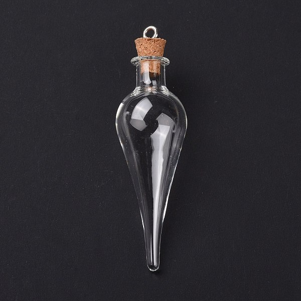 

PandaHall Teardrop Glass Cork Bottle Big Pendants, Glass Empty Wishing Bottle Charm, with Platimen Tone Iron Loops, Clear, 7.05cm, Hole...