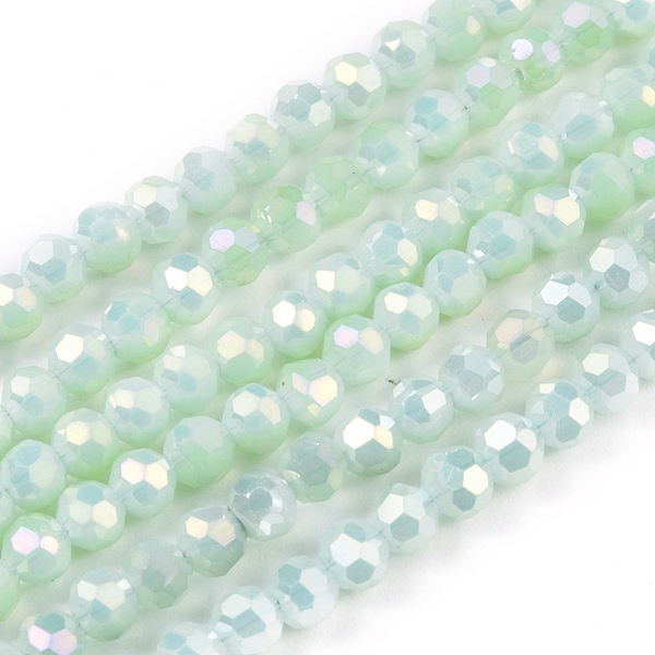 

PandaHall Round Full Rainbow Plated Faceted(32 Facets) Electroplate Glass Beads Strands, Light Green, 4mm, Hole: 1mm, about 90~95pcs/strand...