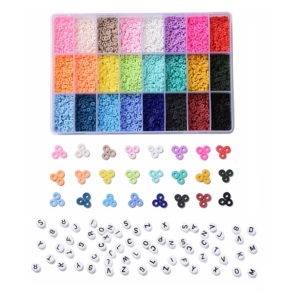 

PandaHall DIY Beads Jewelry Kits, Including Disc/Flat Round Handmade Polymer Clay Beads, Heishi Beads, Flat Round Acrylic Beads, Mixed Color..., Multicolor