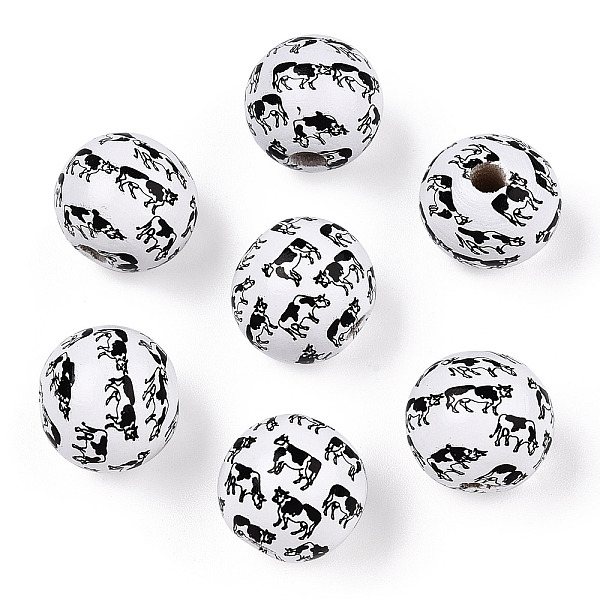 

PandaHall Printed Schima Wooden Beads, Round with Cow Pattern, White, 16x14.5mm, Hole: 3.8mm Schima Wood Cattle White