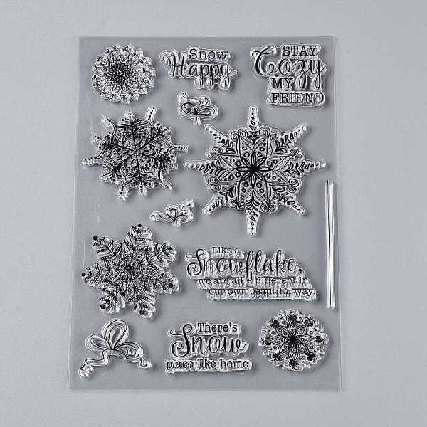 

PandaHall Plastic Stamps, for DIY Scrapbooking, Photo Album Decorative, Cards Making, Stamp Sheets, Snowflake Pattern, 180x130~145x3mm..., Black