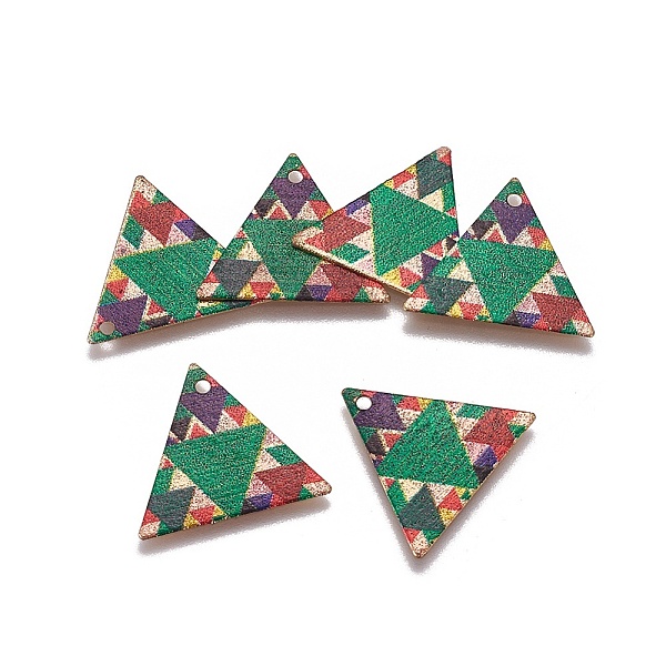 

PandaHall Printed Iron Pendants, Triangle, Light Gold, Colorful, 19.5x22x0.5mm, Hole: 1.6mm Iron Triangle