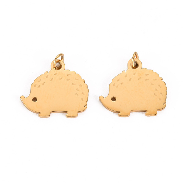 

PandaHall 304 Stainless Steel Charms, with Jump Rings, Laser Cut, Hedgehog, Real 14K Gold Plated, 11x12x1mm, Jump Ring: 2.8x0.5mm, 1.8mm...