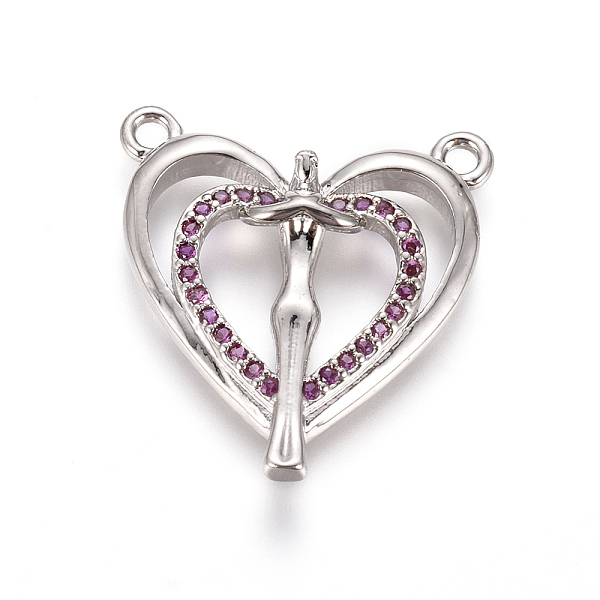 

PandaHall Brass Micro Pave Cubic Zirconia Links connectors, Heart with Human, Deep Pink, Platinum, 19.5x17.5x3mm, Hole: 1.4mm Brass+Cubic...