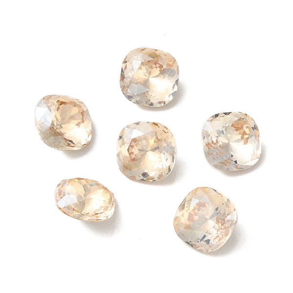 

PandaHall K9 Glass Rhinestone Cabochons, Pointed Back & Back Plated, Faceted, Square, Golden Shadow, 10x10x6mm Glass Rhinestone Square Gold