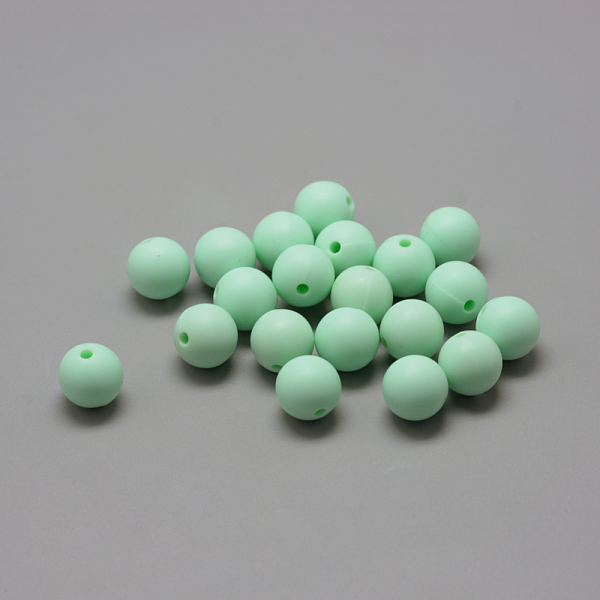 

PandaHall Food Grade Eco-Friendly Silicone Beads, Round, Pale Green, 14~15mm, Hole: 2mm Silicone Round Green