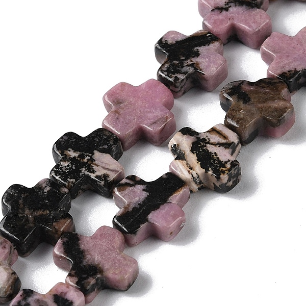 

PandaHall Natural Rhodonite Beads Strands, Cross, 13~13.5x12.5~13.5x4~5mm, Hole: 1mm, about 18pcs/strand, 9.21''(23.4cm) Rhodonite Cross