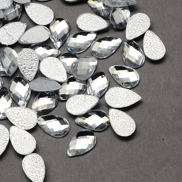 

PandaHall Transparent Faceted teardrop, Acrylic Hotfix Rhinestone Flat Back Cabochons for Garment Design, White, 10x6x2mm, about 5000pcs/bag...