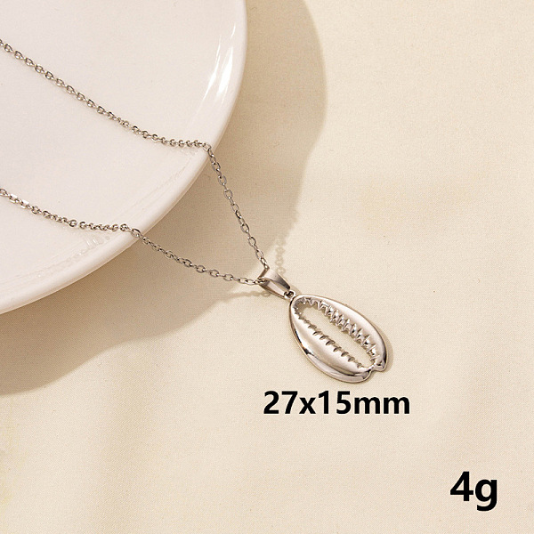

PandaHall Stainless Steel Cowrie Shell Pendant Necklaces, Cable Chain Necklaces Stainless Steel