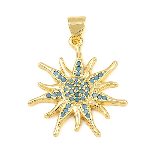 Colgantes de circonita cúbica azul cielo con micro pavé de latón