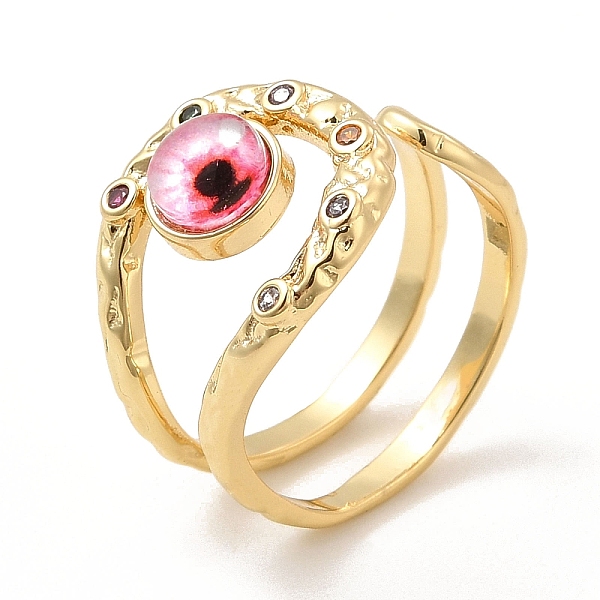 

PandaHall Resin Evil Eye Open Cuff Ring with Cubic Zirconia, Real 18K Gold Plated Brass Wire Wrap Jewelry for Women, Crimson, Inner Diameter..., Pink
