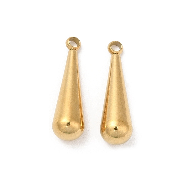 

PandaHall 304 Stainless Steel Pendants, Teardrop Charm, Real 18K Gold Plated, 17x5mm, Hole: 1.6mm 304 Stainless Steel Teardrop