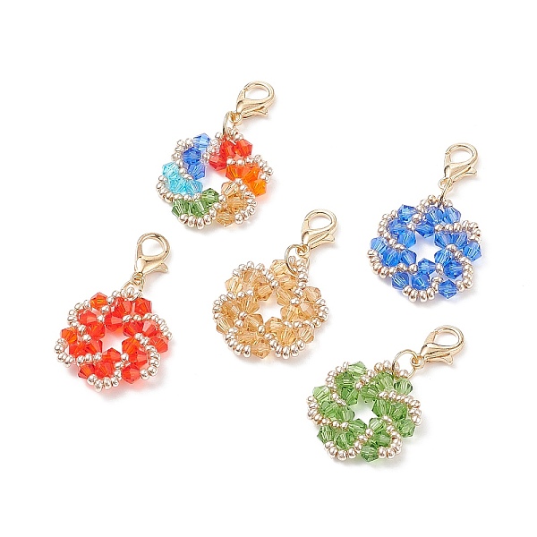 

PandaHall Imitate Austrian Crystal Bicone Glass Pendant Decoration, Flower Glass Seed Beads Charms, with Zinc Alloy Lobster Claw Clasps..., Multicolor