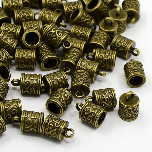 

PandaHall Tibetan Style Cord Ends, Column, Lead Free and Cadmium Free, Antique Bronze, 13x8.5x8.5mm, Hole: 2mm Alloy
