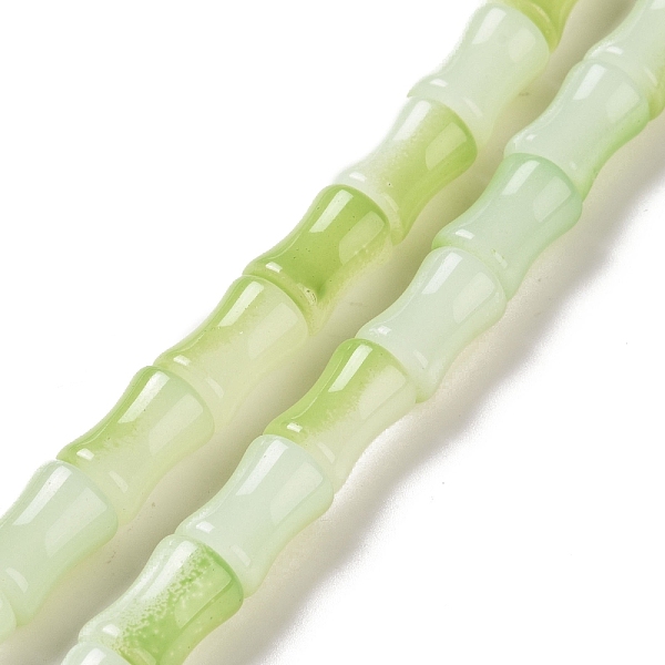 

PandaHall Glass Beads Strands, Bamboo Stick Shape, Yellow Green, 11.5~12x8~8.5mm, Hole: 1.1mm, about 30Pcs/strand, 14.17 inch(36cm) Glass...