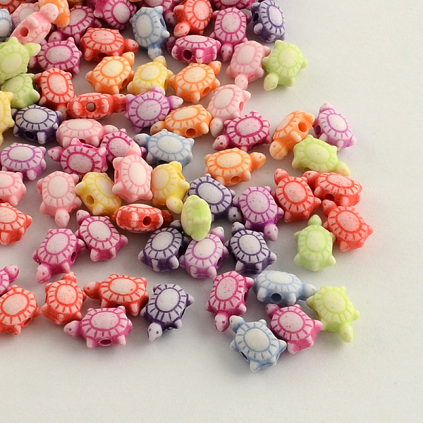 

PandaHall Craft Style Acrylic Beads, Tortoise, Mixed Color, 10x6x4.5mm, Hole: 1.5mm, about 3000pcs/500g Acrylic Tortoise Multicolor