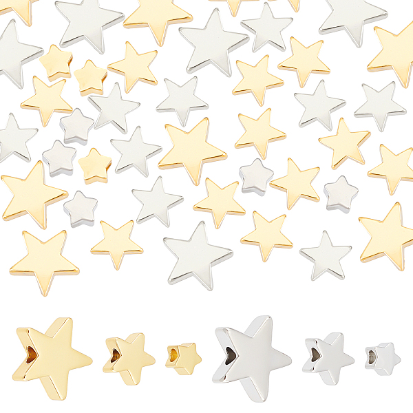

PandaHall 60Pcs Brass Star Beads, 2 Color Star Spacer Beads Twinkle Star Loose Beads Star Jewellery Charms for DIY Jewellery Necklace...