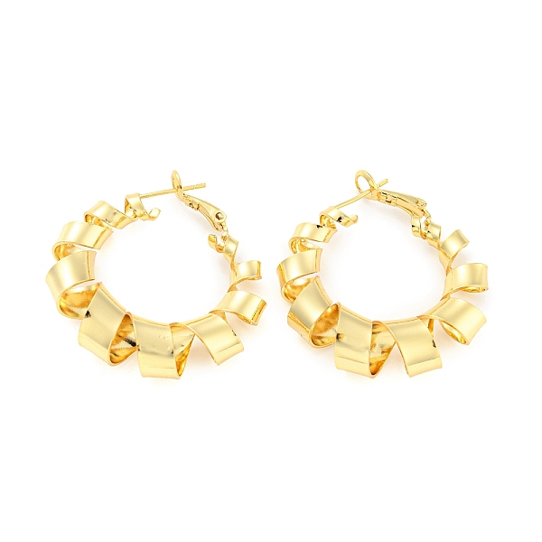 

PandaHall Rack Plating Brass Twist Spiral Hoop Earrings, Long-Lasting Plated, Cadmium Free & Lead Free, Real 18K Gold Plated, 37x10mm Brass...