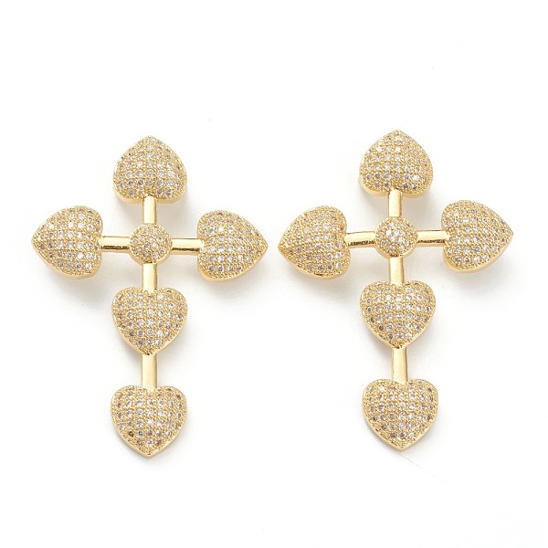 

PandaHall Brass Micro Pave Clear Cubic Zirconia Pendants, Long-Lasting Plated, Cross, Real 18K Gold Plated, 44x30.5x8mm, Hole: 3.5x3mm...