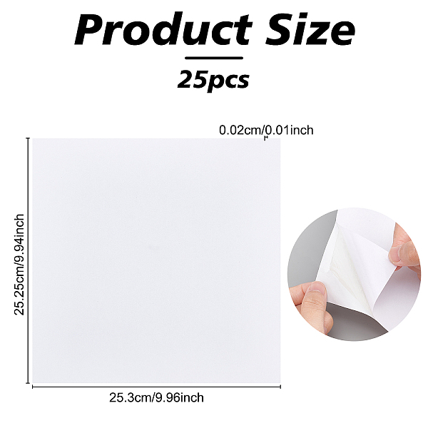 

PandaHall BENECREAT 20Sheet 25.3cm Square Double Sided Sticky Sheets White Self Adhesive Tape 0.2mm Sandwich Layer with Double Side Tape for...