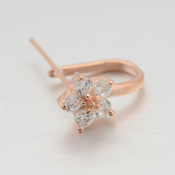 

PandaHall Trendy 925 Sterling Silver Micro Pave Cubic Zirconia Pinch Bails, Flower, Rose Gold, 10x6mm, Hole: 7x6mm, Pin: 0.6mm Sterling..., Clear