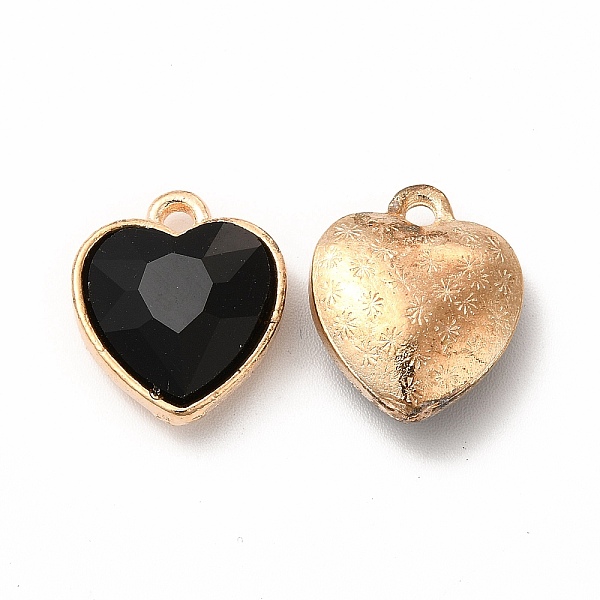 

PandaHall Faceted Glass Rhinestone Pendants, with Golden Tone Zinc Alloy Findings, Heart Charms, Black, 16.5x14x6.5mm, Hole: 1.6mm...