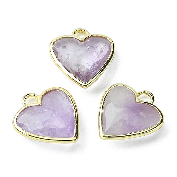 

PandaHall Natural Amethyst Pendants, Faceted Heart Charms, with Rack Plating Light Gold Plated Brass Edge, 23x20x7mm, Hole: 4x4mm Amethyst...
