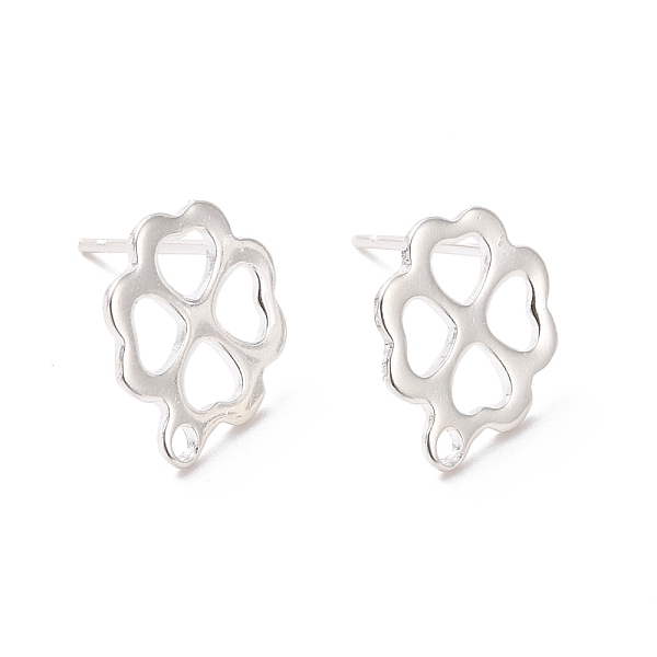 

PandaHall 201 Stainless Steel Stud Earring Findings, with Horizontal Loop and 316 Stainless Steel Pin, Clover, 925 Sterling Silver Plated...