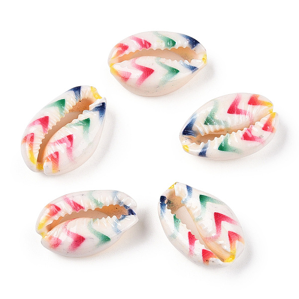 

PandaHall Printed Cowrie Shell Beads, No Hole/Undrilled, Arrow, 18.5~22x13~14.5x6~7.5mm Cowrie Shell Arrow