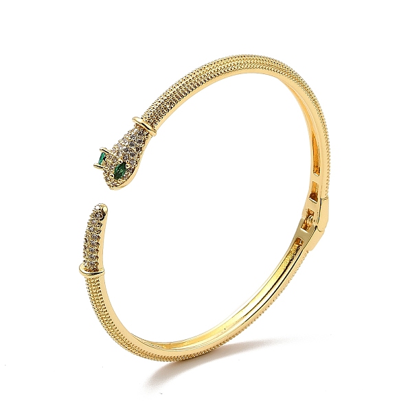 

PandaHall Green Cubic Zirconia Snake Open Cuff Bangle, Brass Jewelry for Women, Real 18K Gold Plated, Inner Diameter: 2x2-1/4 inch...