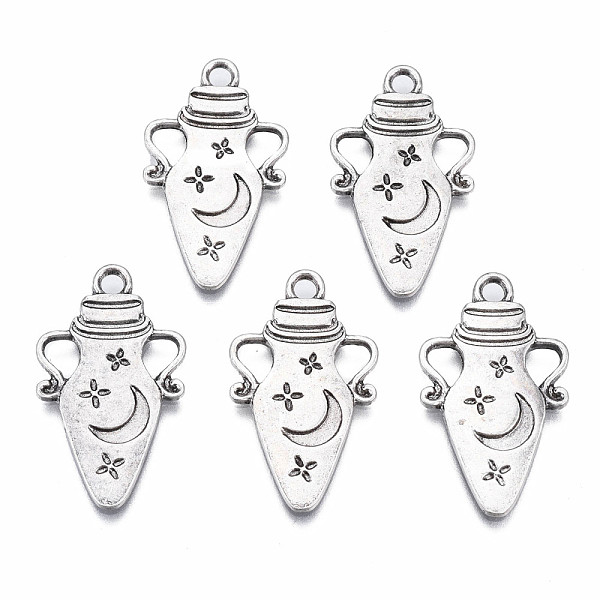

PandaHall Tibetan Style Alloy Pendant Enamel Settings, Cadmium Free & Nickel Free & Lead Free, Vase with Moon, Thailand Sterling Silver...