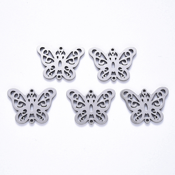 

PandaHall 201 Stainless Steel Links Connectors, Laser Cut, Butterfly, Stainless Steel Color, 16.5x22x1.5mm, Hole: 1.2mm 201 Stainless Steel...