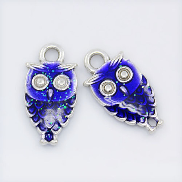

PandaHall Alloy Enamel Pendants, Cadmium Free & Lead Free, Owl, for Halloween, Antique Silver Metal Color, Purple, 18.5x9.5x2.5mm...