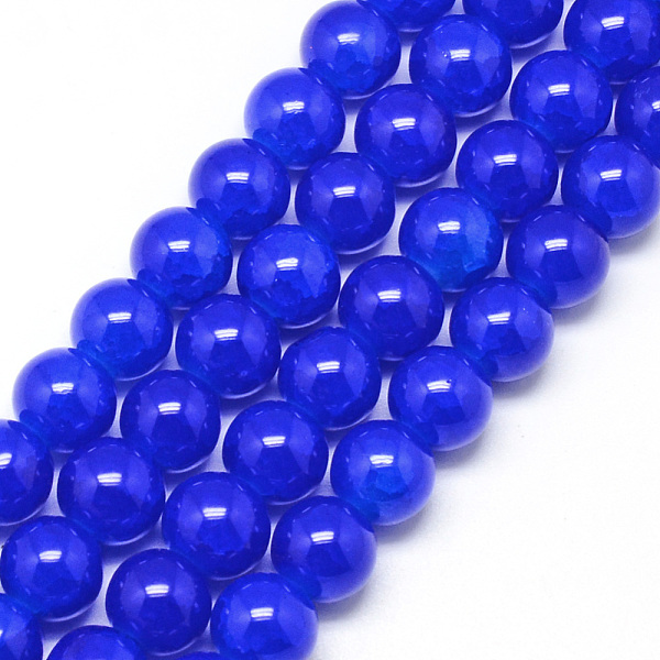 

PandaHall Baking Painted Crackle Glass Bead Strands, Round, Blue, 8mm, Hole: 1.3~1.6mm, about 100pcs/strand, 31.4 inch Glass Round Blue