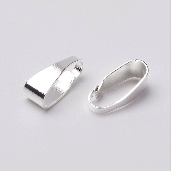 

PandaHall Brass Snap on Bails, for Pendants, Silver Color Plated, 7x3x3mm, Hole: 6x2mm Brass