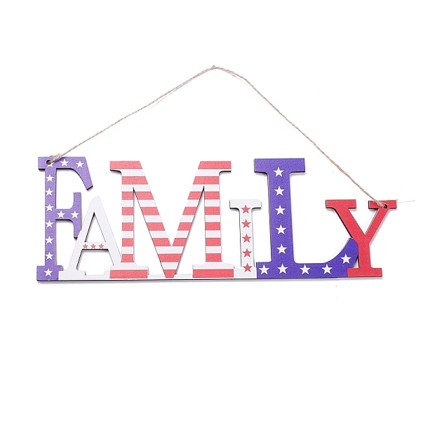 

PandaHall Density Board Wooden Wall Ornament Doorplate Pendants, Word Family with Jute Twine, for Home Garden Hanging Decoration, Colorful...