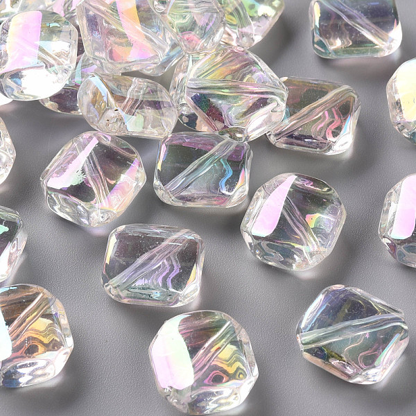 

PandaHall Transparent Acrylic Beads, AB Color Plated, Rhombus, Clear AB, 16.5x16.5x7mm, Hole: 2mm, Side Length: 15x15mm Acrylic Rhombus..., White