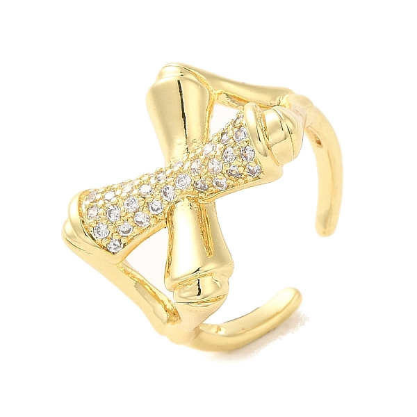 

PandaHall Cross Brass Micro Pave Clear Cubic Zirconia Cuff Rings for Women, Real 18K Gold Plated, Adjustable Brass+Cubic Zirconia Cross