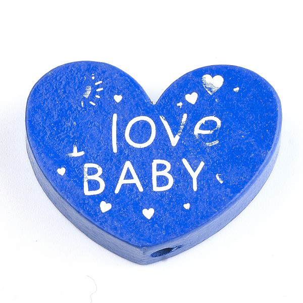 

PandaHall Natural Wood Beads, Dyed, Heart with Word I Love Baby, For Valentine's Day, Blue, 23x29x7mm, Hole: 2.5mm Wood Heart Blue