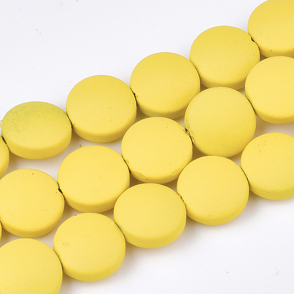

PandaHall Spray Painted Non-magnetic Synthetic Hematite Beads Strands, Flat Round, Yellow, 8.5x4mm, Hole: 1mm, about 48pcs/strand, 15.7 inch...