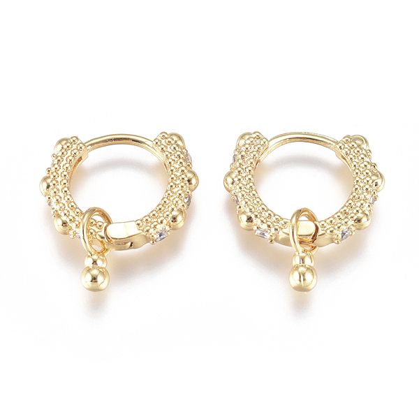 

PandaHall Brass Huggie Hoop Earrings, with Clear Cubic Zirconia, Golden, 16.5x13.5x3mm, Pin: 0.8mm Brass Clear