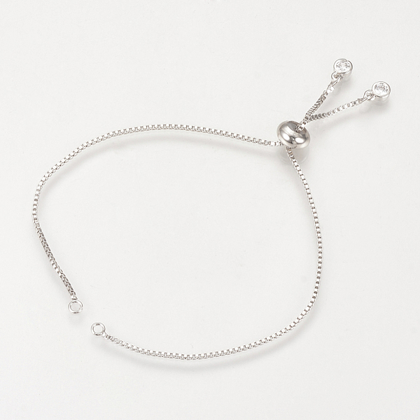 

PandaHall Brass Slider Bracelets Making, with Cubic Zirconia, Box Chains, Long-Lasting Plated, Platinum, Single Chain Length: about...