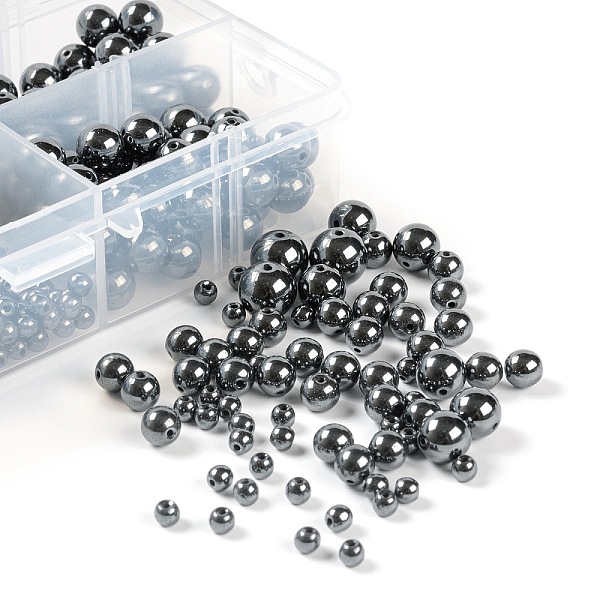 

PandaHall 340Pcs 4 Sizes Non-Magnetic Synthetic Hematite Beads Strands, Round, 4mm/6mm/8mm/10mm, Hole: 1mm, about 102pcs/strand, 15.55 inch...