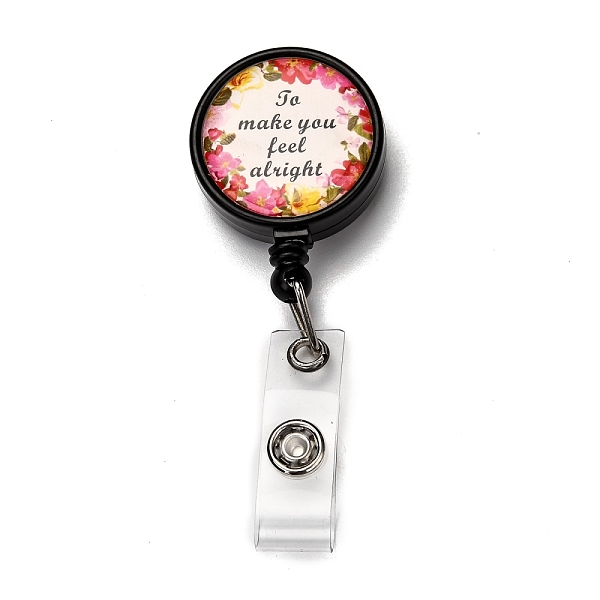 

PandaHall Flat Round ABS Plastic Badge Reel, Retractable Badge Holder, with Platinum Iron Alligator Clip, Colorful, Word, 87mm, Flat Round...