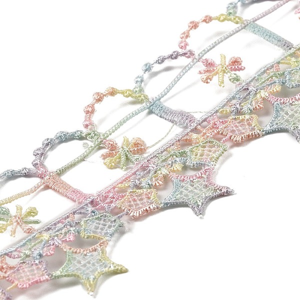 

PandaHall 15 Yards Rainbow Color Star Polyester Lace Ribbon, Flat Star Lace Trim, for Garment Accessories, Colorful, 1-1/2 inch(39mm)...