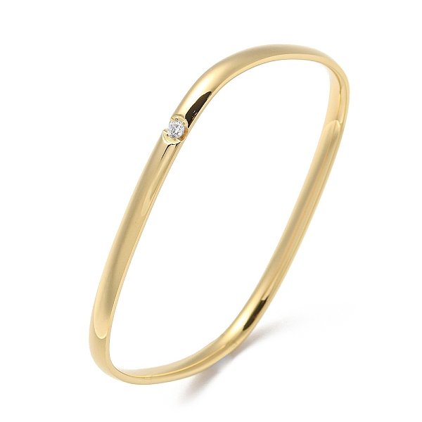 

PandaHall Rectangle Ion Plating(IP) 304 Stainless Steel Bangles, with Rhinestone, Real 18K Gold Plated, Inner Diameter: 2x2-1/2 inch...